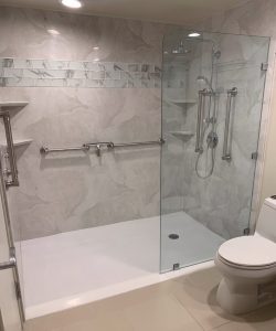 Clovis Shower Remodel Walk In Shower with Adjustable Rain Shower Head client 250x300